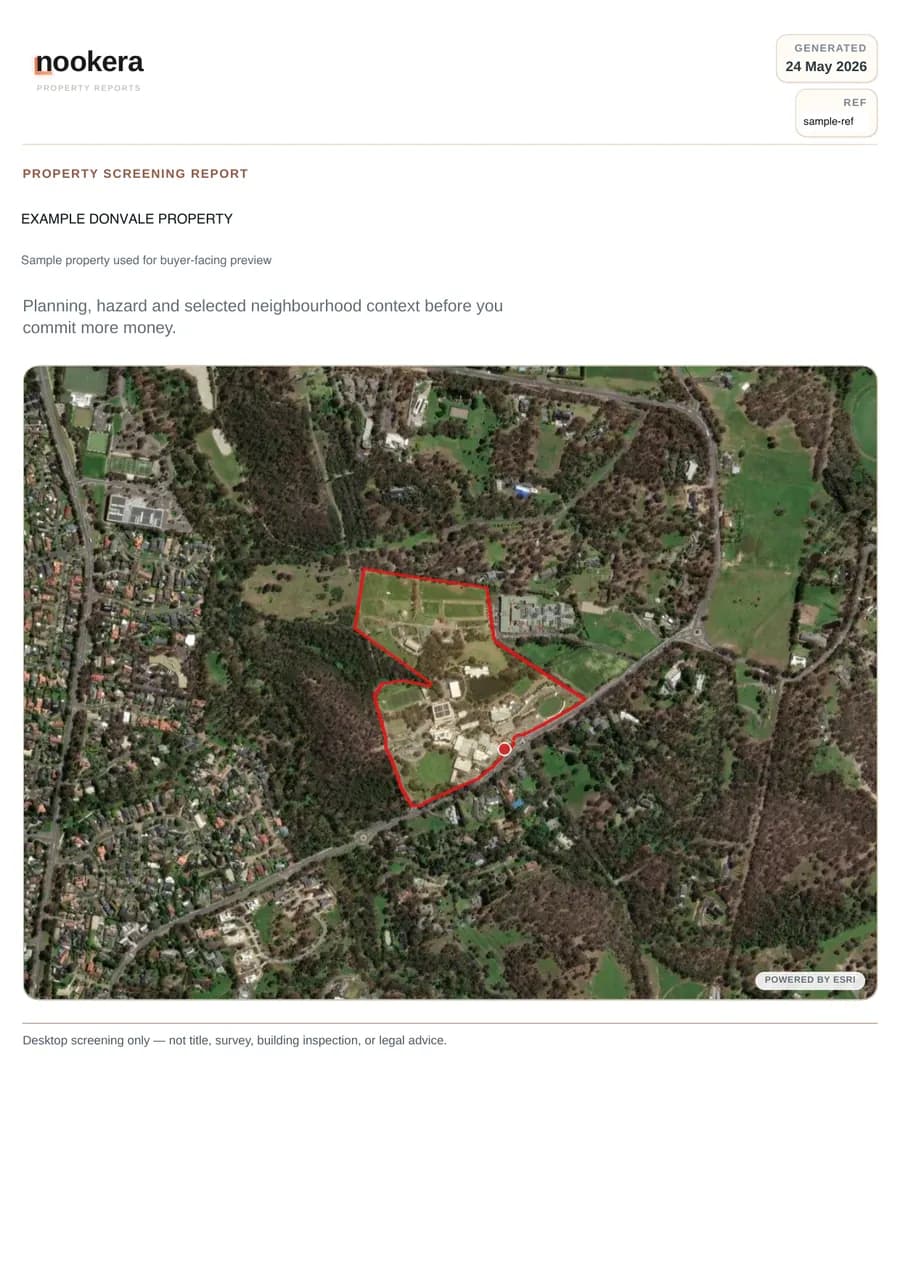 Actual sample report cover page with satellite map