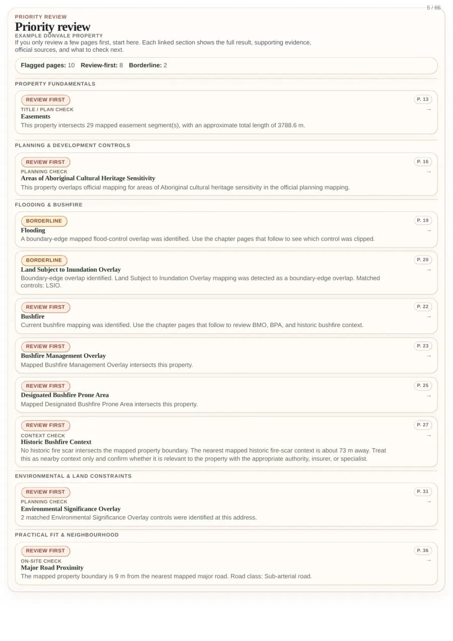 Actual sample report page 5: Priority Review