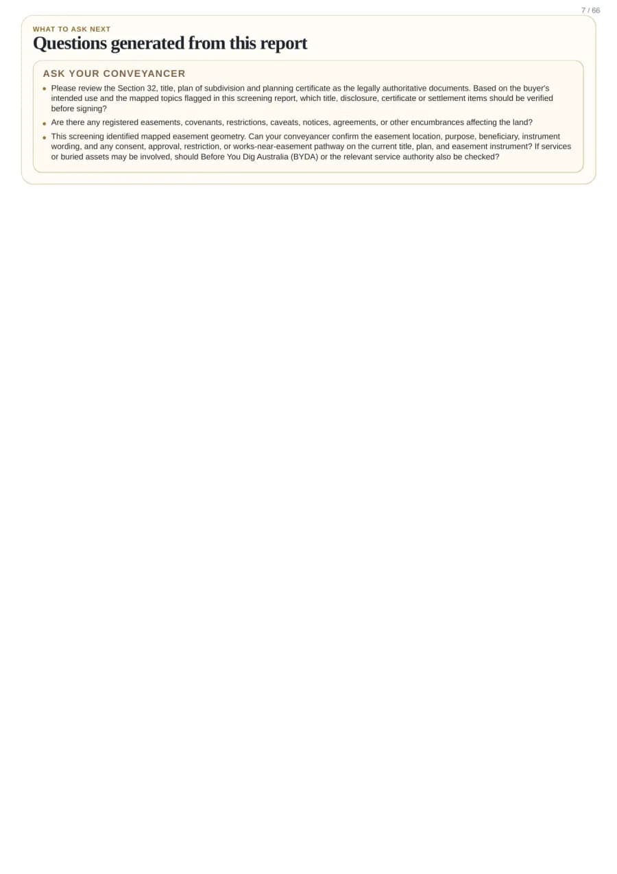 Actual sample report page 7: Report page