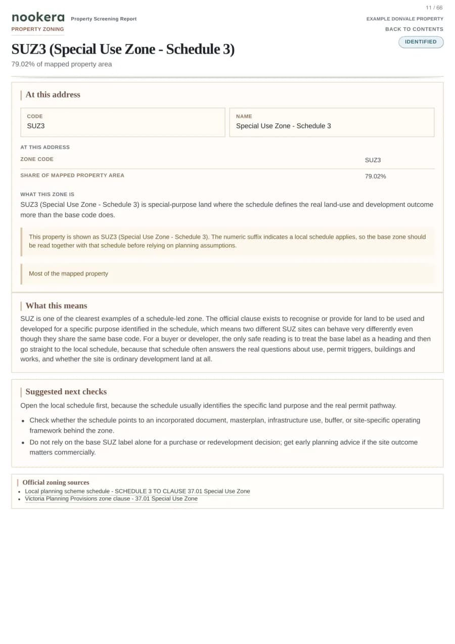 Actual sample report page 11: Report page
